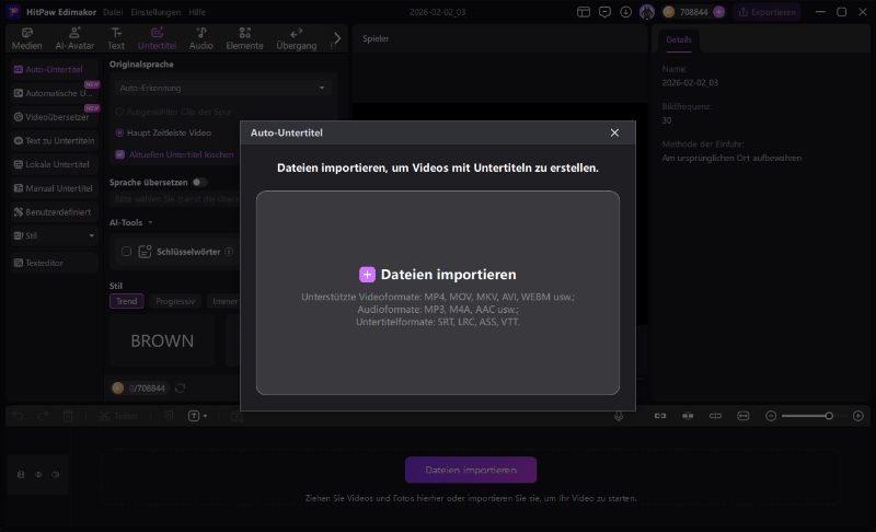 Manuelle Untertitel hinzufügen in Edimakor