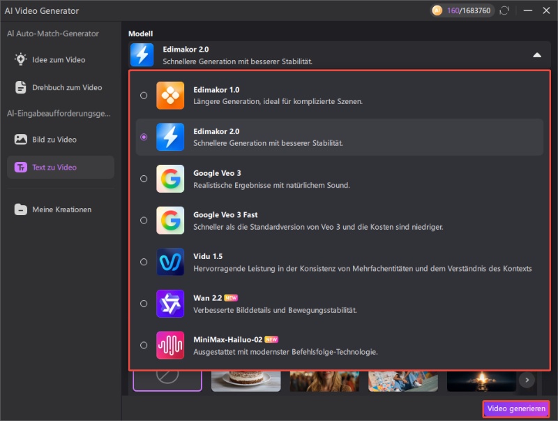 KI-Video mit edimakor generieren