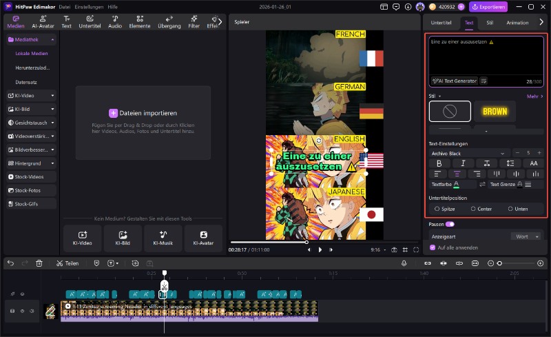 Untertitel Design anpassen für bessere Lesbarkeit