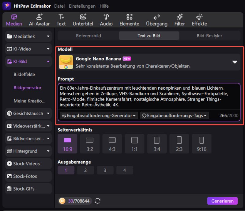 Stranger Things KI Prompt in Edimakor eingeben