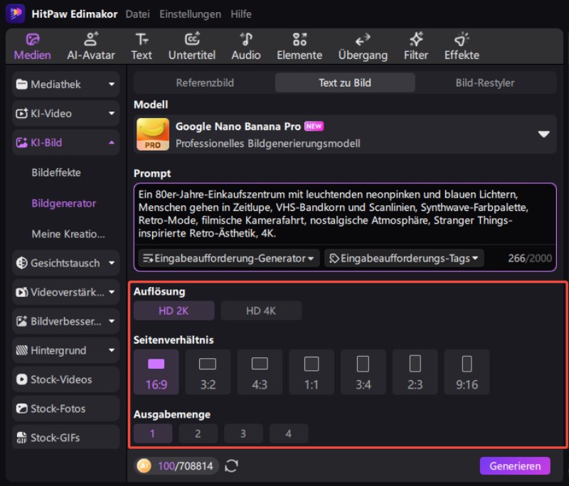 Auflösung und Seitenverhältnis für KI-Bild festlegen