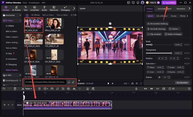 KI-generiertes Stranger-Things-Video exportieren
