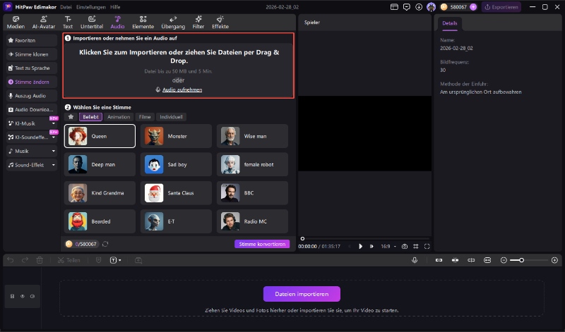 Eigene Stimme hochladen für Stranger Things KI-Stimmenänderung