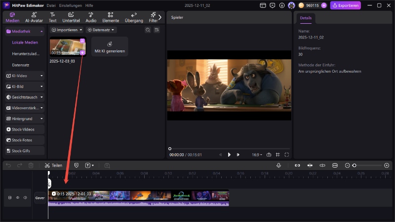 Türkisches Video zu Hitpaw Edimakor hinzufügen