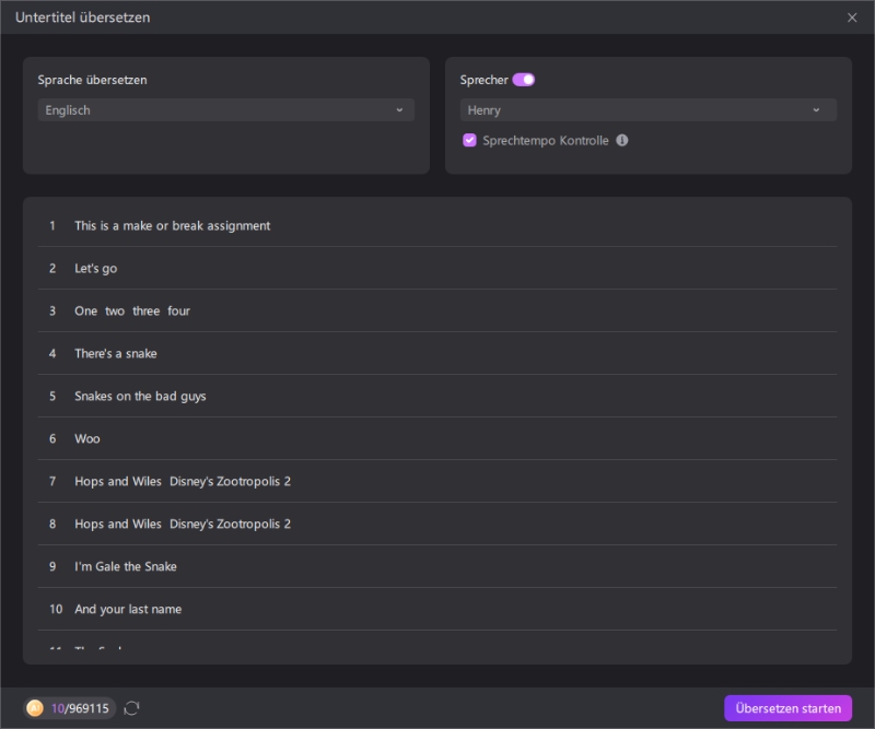 ins Englische übersetzen und hinzufügen
