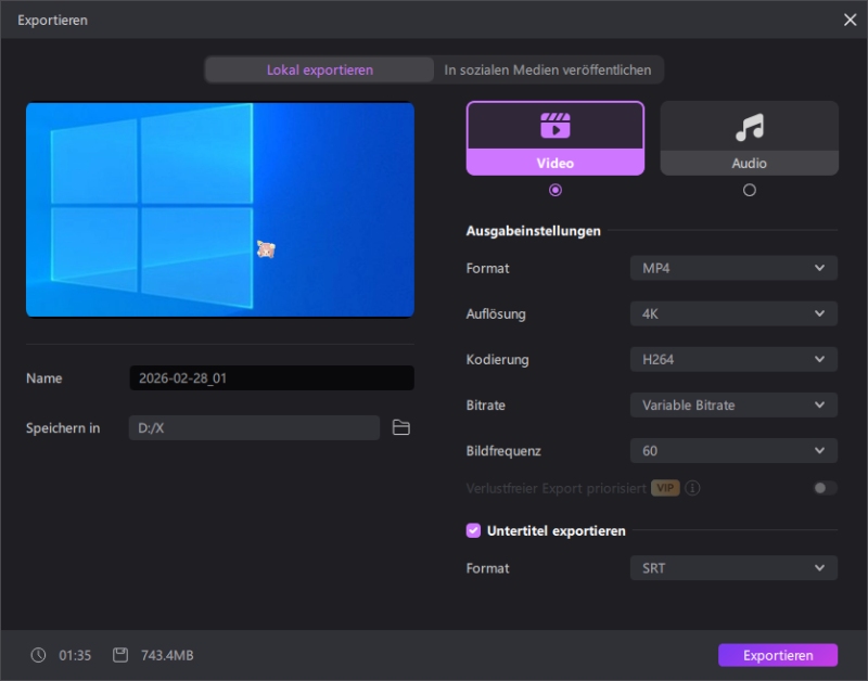 YouTube TV schwarzer Bildschirm – Video exportieren und teilen