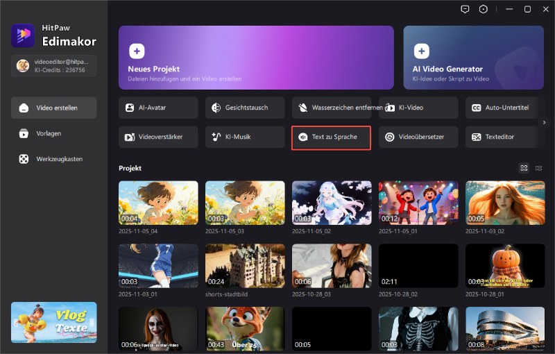 edimakor Erstellen eines Videos