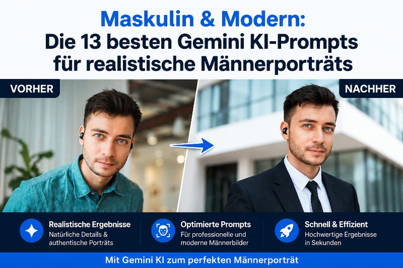 KI Porträt Mann realistisch erstellt mit AI Prompt Profilbild Beispiel