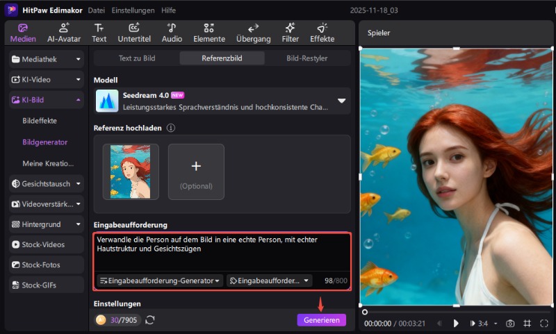 KI-Zeichentrickserie bis zum echten Leben mit Edimakor