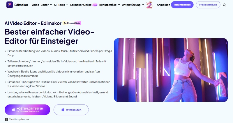 Benutzeroberfläche des HitPaw Edimakor AI Video Editors