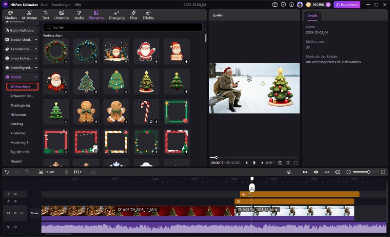 edimakor Weihnachten-Diashow bearbeiten