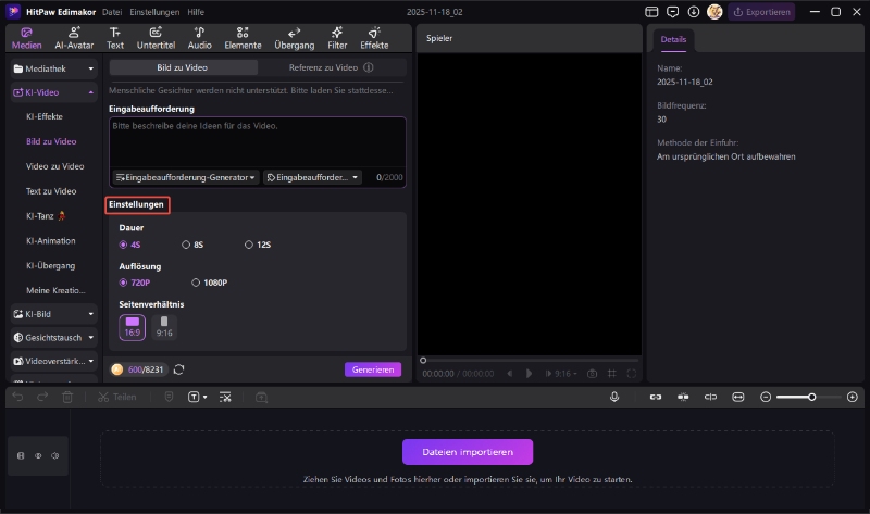 qwen 2.5 Videogenerierung Einstellungen anpassen