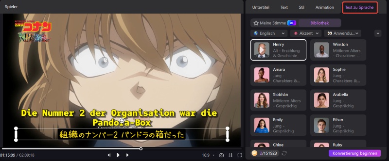 TikTok Video automatisch synchronisieren mit KI Stimme Text to Speech