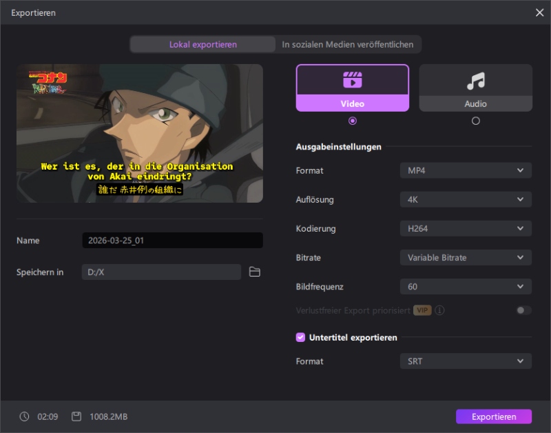 TikTok Video mit übersetzten Untertiteln exportieren und teilen