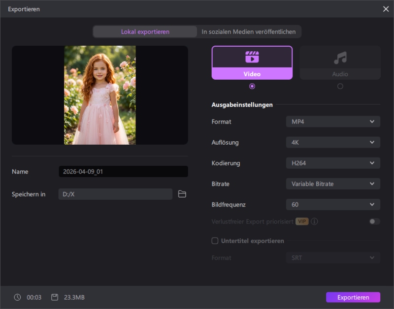Fertiges Gemini AI Bild exportieren – kreatives Ergebnis für Jungen