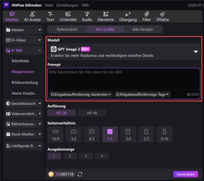 Edimakor KI-Bildgenerator – Text zu Bild