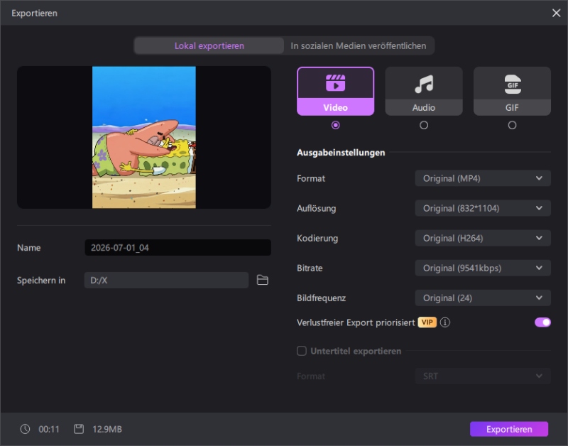 Wiedergabe des fertig gerenderten KI-Videos in der Vorschau von HitPaw Edimakor
