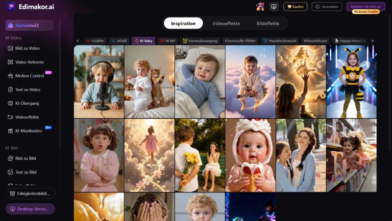 Edimakor Online-Bildeffekte für KI-Zwillingsbabys