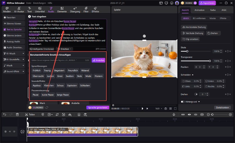 Edimakor Google AI Studio Alternative Pause hinzufügen