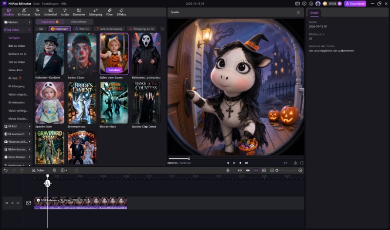 Schaltfläche „Video erstellen“ in HitPaw Edimakor