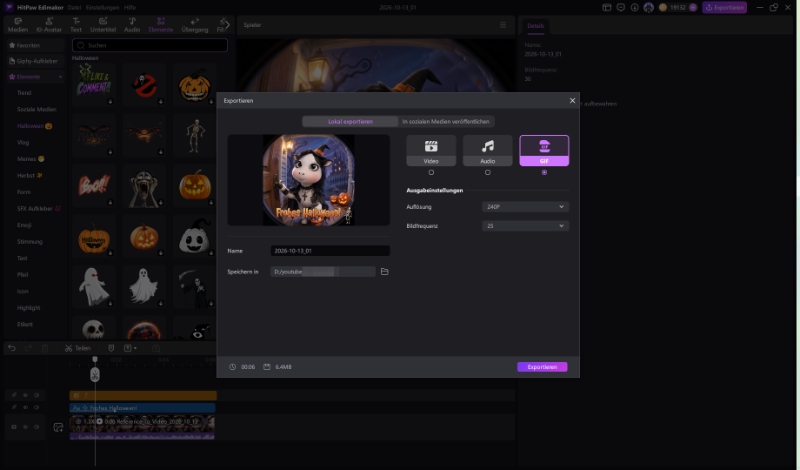 GIF-Exporteinstellungen in HitPaw Edimakor
