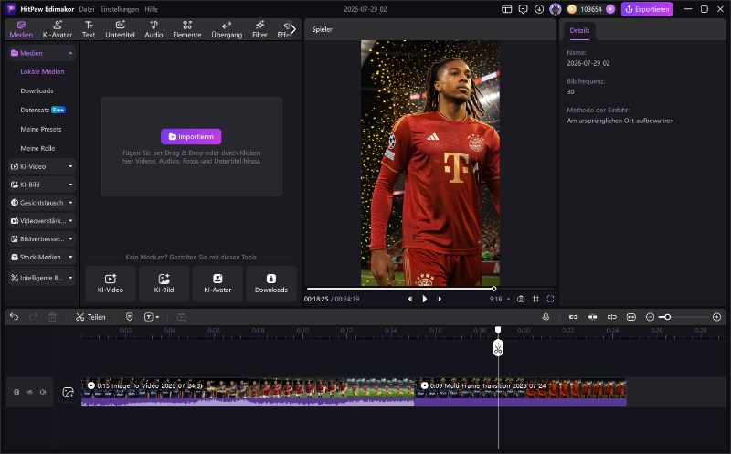 Clips importieren und anordnen Edimakor
