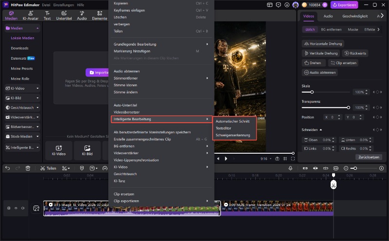 Clips schneiden Smart Editing Edimakor