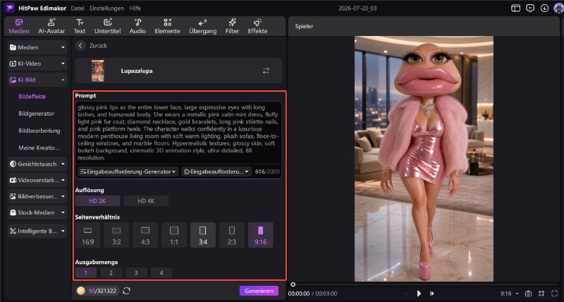 HitPaw Edimakor KI-Bild Lupa-Zalupa-Charaktergenerierung 2