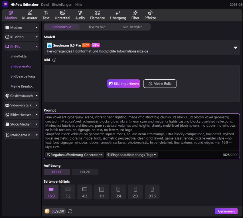 Seedream 5.0 Pro in HitPaw Edimakor auswählen