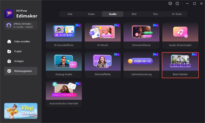 Edimakor Beat-Erkennung – Modus auswählen