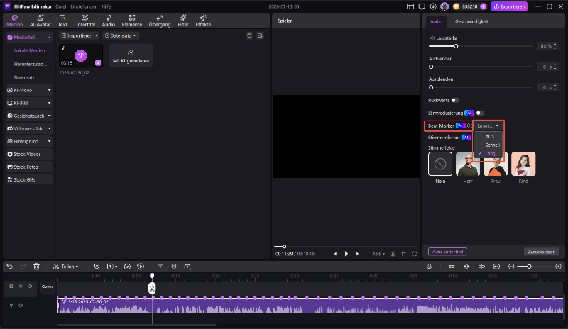 Edimakor Beat-Erkennung – Langsam oder Schnell
