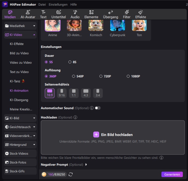 DreamFace Studio – Stil auswählen