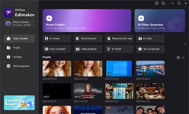 Sprache zu Text Funktion Edimakor auswählen