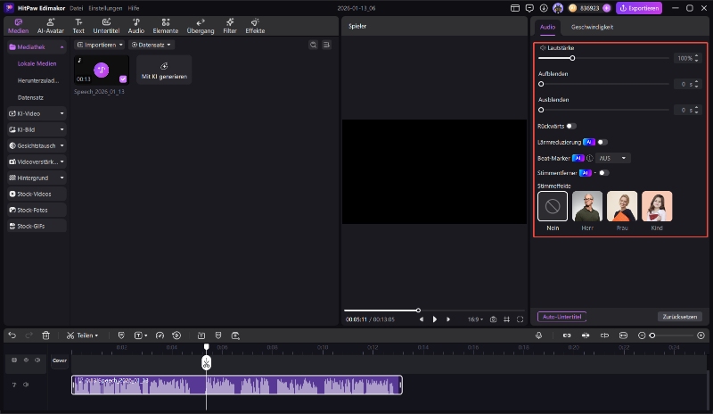 SpeechMA Erweiterte Bearbeitung – Lautstärke und Inhalte anpassen