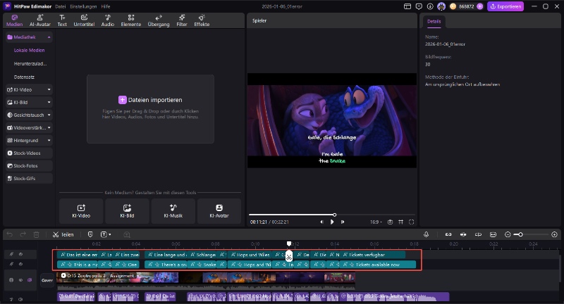 Edimakor – Untertitel zweisprachig oder Englisch auswählen