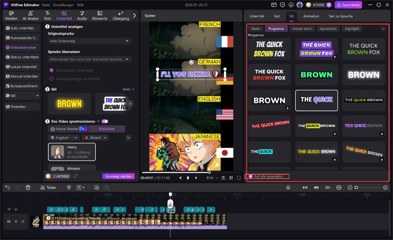 Untertitel bearbeiten Schrift Größe Farbe anpassen