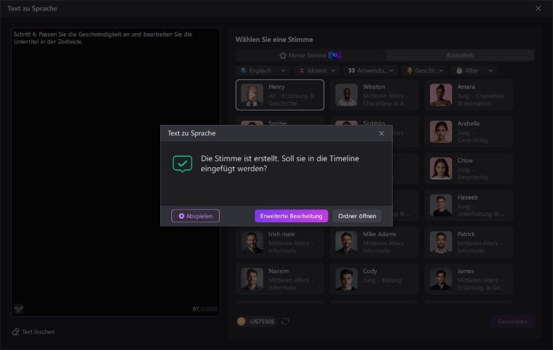 Geschwindigkeit anpassen und Untertitel bearbeiten