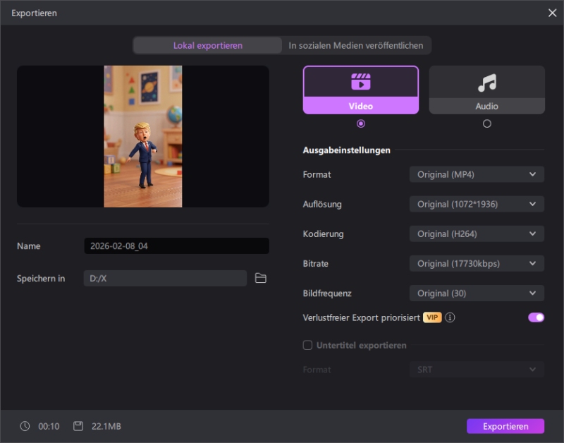 Video exportieren und teilen