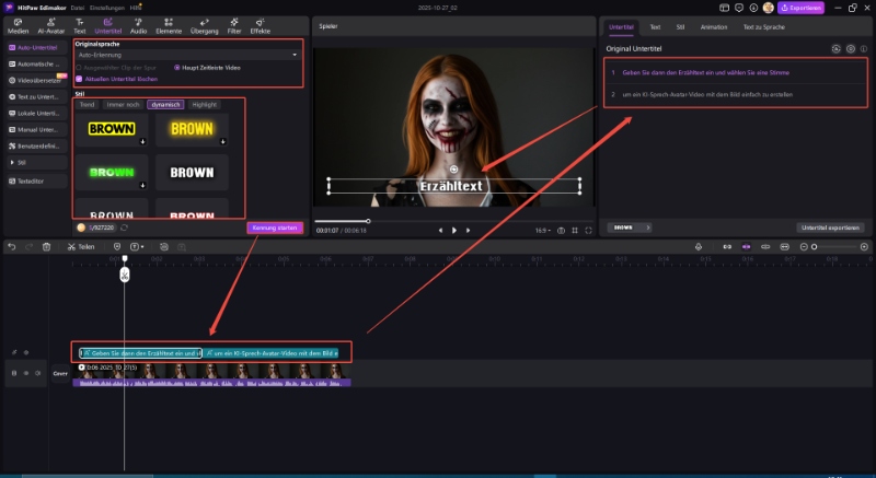 Halloween AI sprechender Avatar mit automatischen Untertiteln 1