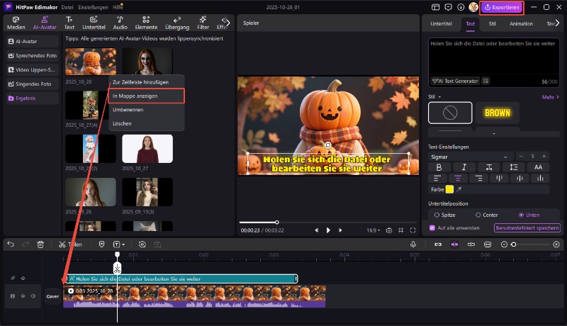 halloween avatar Exportieren