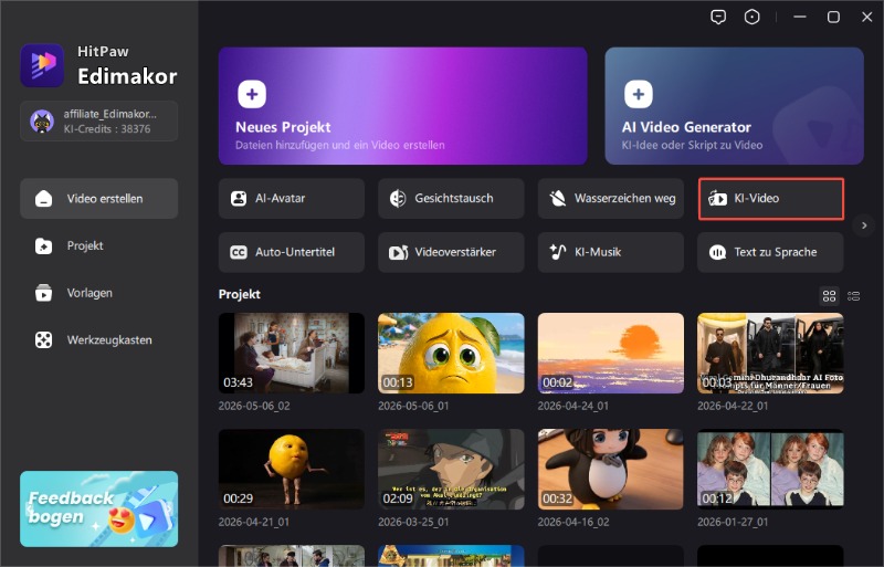 Edimakor KI-Video-Tool für den TikTok Meerjungfrauenfilter