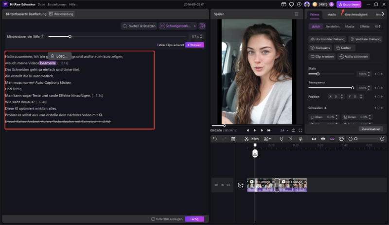 AutoCut Video Vorschau anzeigen und exportieren