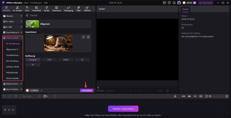 KI-Modelle im HitPaw Video Enhancer zur Verbesserung der Videoqualität auswählen