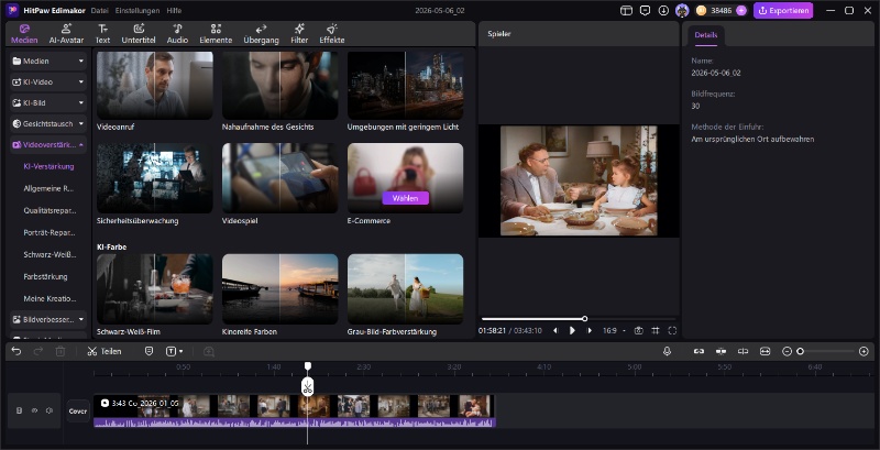 Videoqualität erhöhen online kostenlos mit HitPaw Video Enhancer Einstellungen