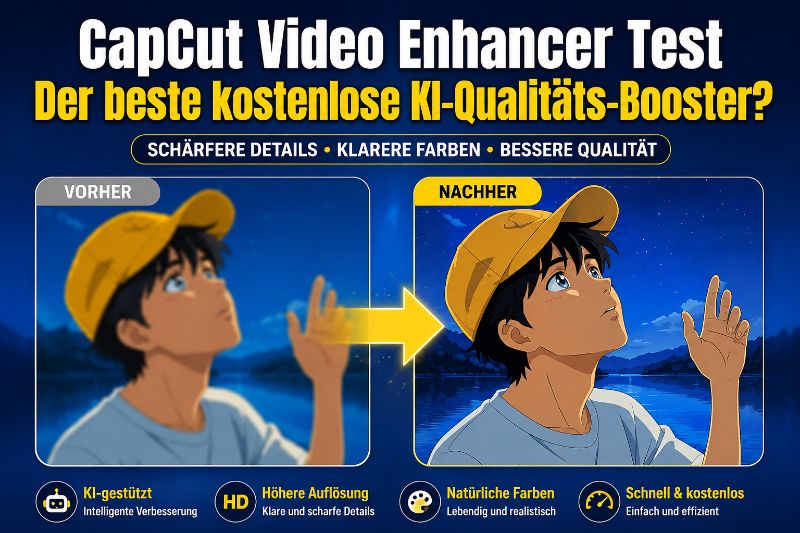 CapCut KI Video Enhancer verbessert Videoqualität mit AI-Upscaling und Rauschreduzierung