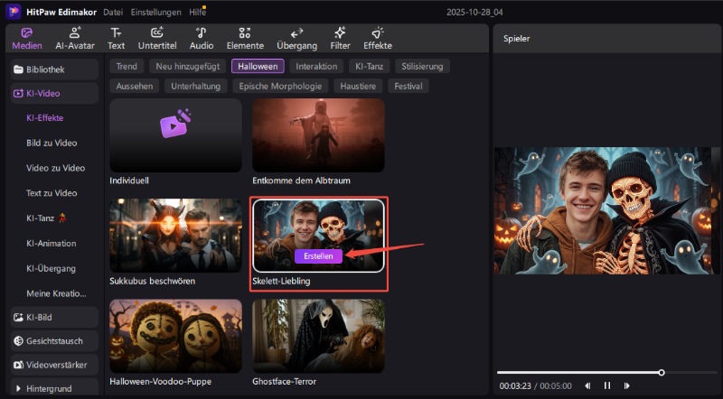 Wählen Sie Halloween AI Video Effects