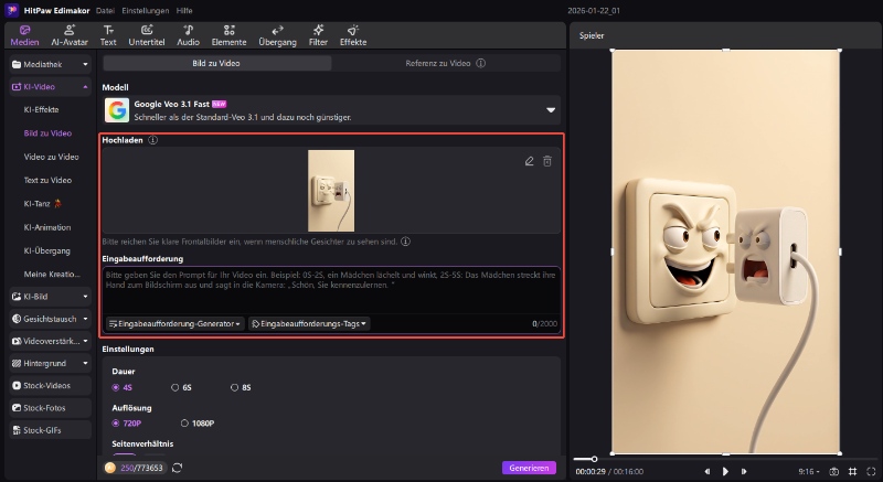 Kling AI Alternative – Bild für KI-Video hochladen