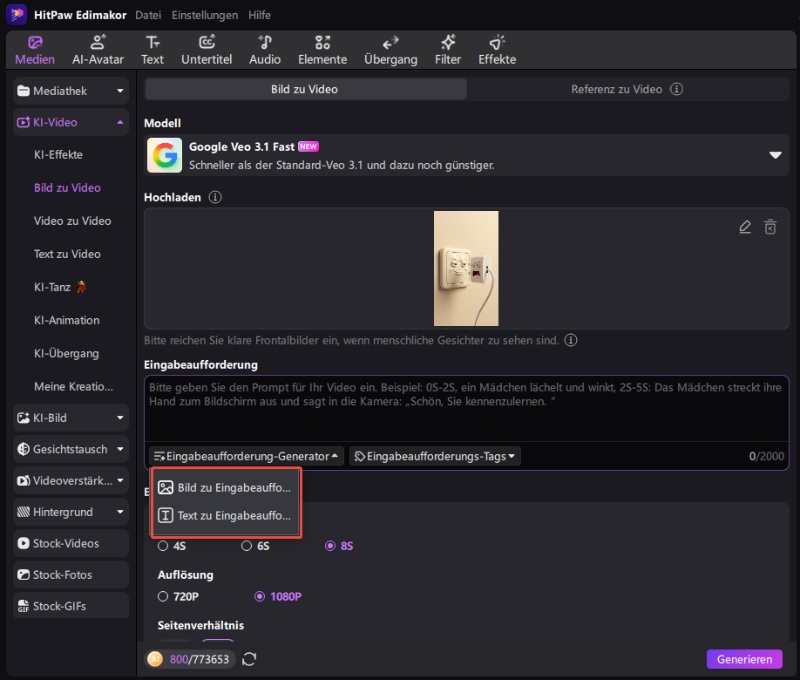 Kling AI Alternative – Text-zu-Video Prompt mit Veo-3-Modellen