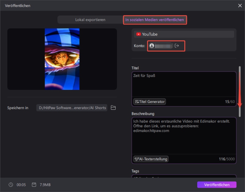 TikTok Live liken und Shorts exportieren für Social Media
