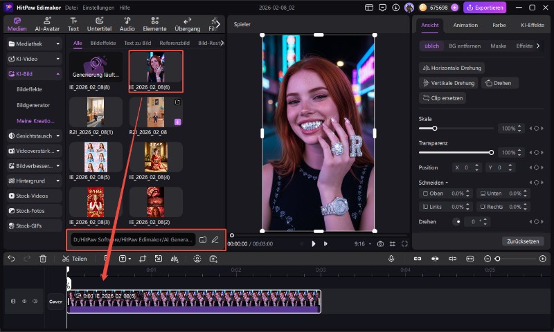 Bust Down Bild exportieren – KI-Effekt speichern mit Edimakor